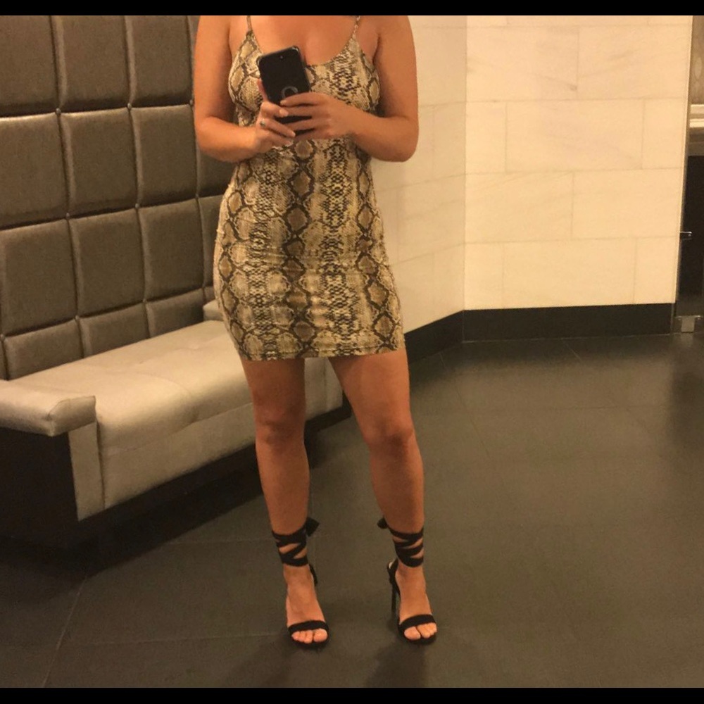 Snake print mini dress